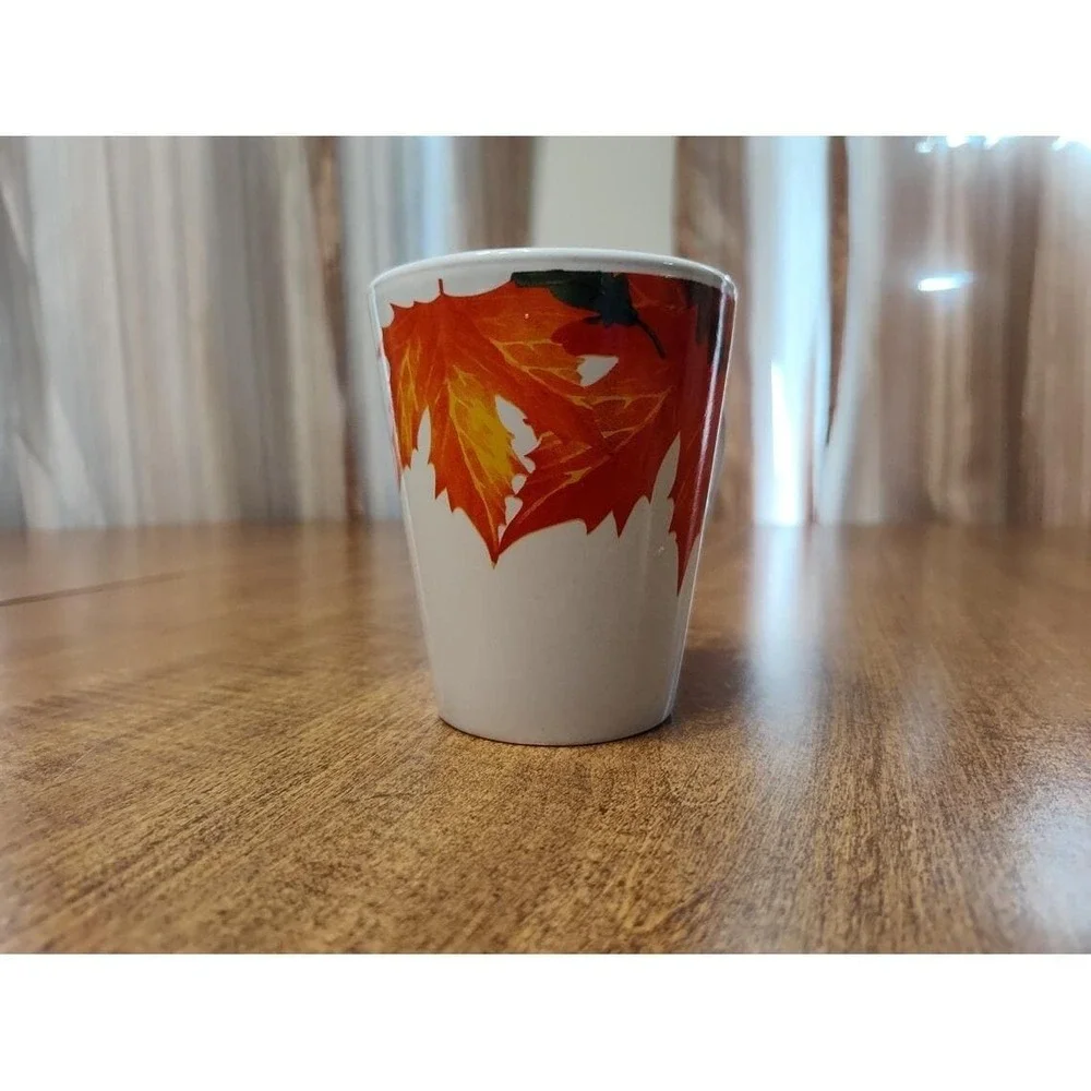 Handmade Autumn Maple Leaves 10 oz Pumpkin Spice Two Wick Mug Candle OOAK B22